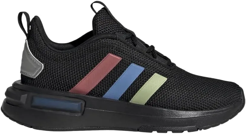adidas Racer TR23 Elastic Lace Sneaker, Black/Silver Metallic/Black, 5.5 US Unisex Big Kid