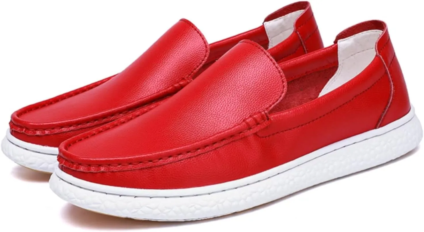 Aimery Mens Soft Leather Casual Slip-On Loafers Summer Soft&Breathable Flats Driving Walking Shoes Fashion Penny Loafers