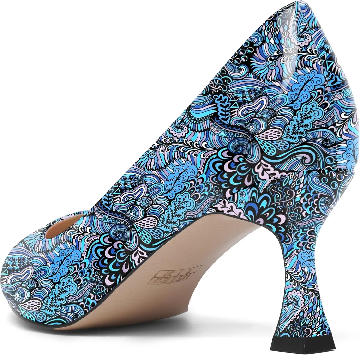 AMBELIGHT Womens Office Slip On Patent Solid Pointed Toe Casual Kitten Mid Heel Pumps Shoes 2.5 Inch