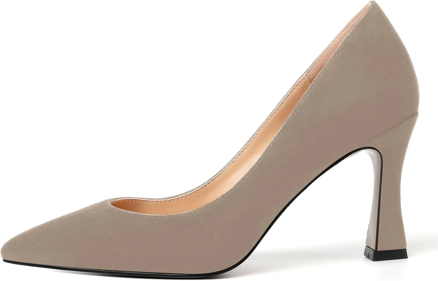 AMBELIGHT Womens Slip On Dress Pointed Toe Suede Wedding Stiletto High Heel Pumps Shoes 3.3 Inch