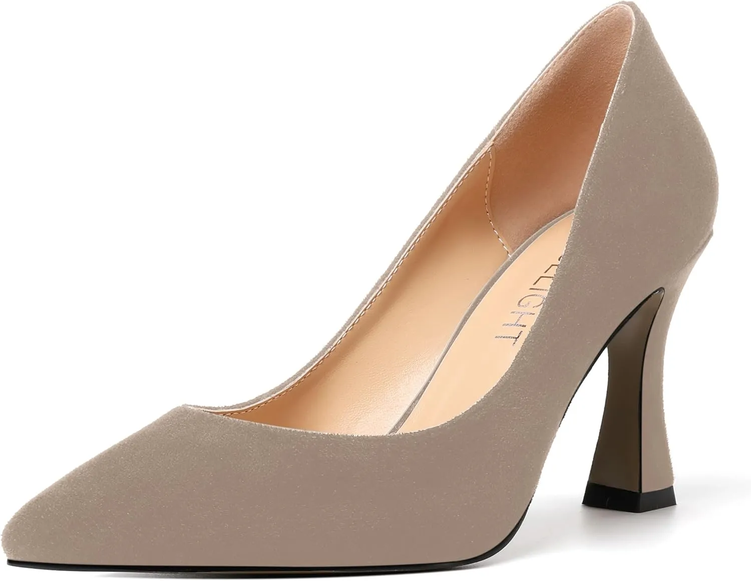 AMBELIGHT Womens Slip On Dress Pointed Toe Suede Wedding Stiletto High Heel Pumps Shoes 3.3 Inch