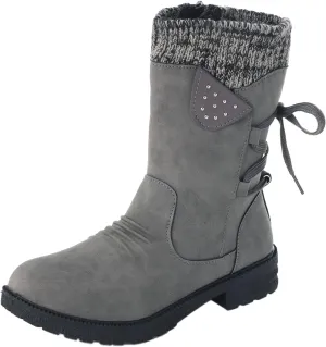 AMDBEL Fall Boots for Women 2023 Cowboy Boots,Vintage Knee High Boots Lace Up Boots Chunky Heels Retro Gothic Mid Calf Boots