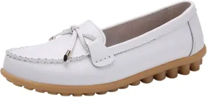 AMDBEL Flats Shoes Women Dressy Comfortable Women's Leather Slip On Loafers Casual Round Toe Moccasins Wild Driving Boat Flat