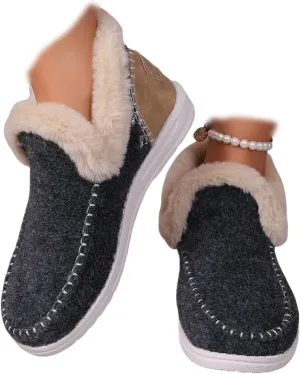 Ankle Boots For Women Comfy Winter Snow Boots Classic Fur Lined Slip On Fashion Casual Warm Comfortable Loafers Shoes