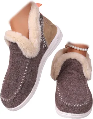 Ankle Boots For Women Comfy Winter Snow Boots Classic Fur Lined Slip On Fashion Casual Warm Comfortable Loafers Shoes