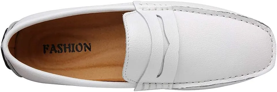 ANUFER Mens Faux Leather Stylish Moccasin Slippers Penny Loafers