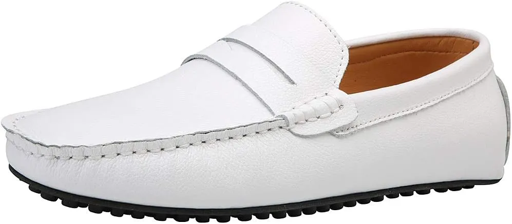 ANUFER Mens Faux Leather Stylish Moccasin Slippers Penny Loafers