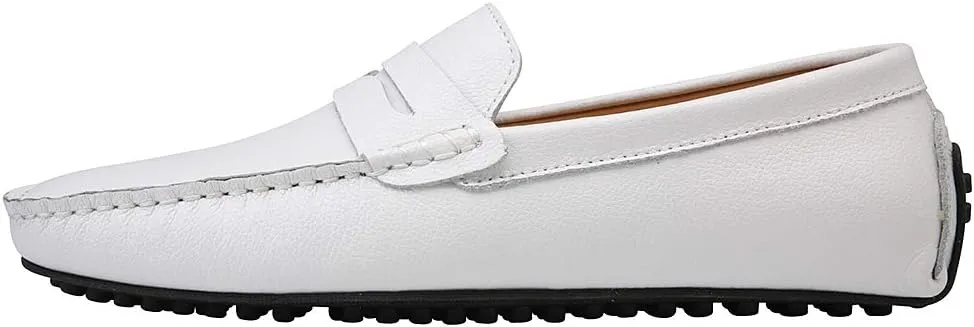 ANUFER Mens Faux Leather Stylish Moccasin Slippers Penny Loafers