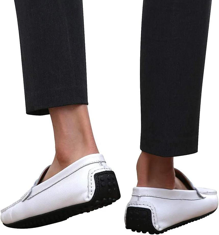 ANUFER Mens Faux Leather Stylish Moccasin Slippers Penny Loafers