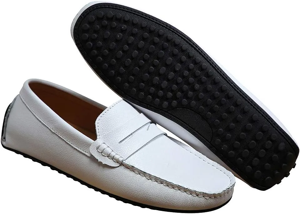ANUFER Mens Faux Leather Stylish Moccasin Slippers Penny Loafers