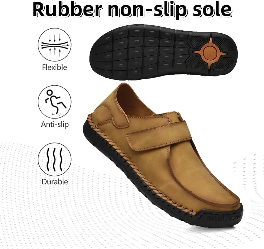 Asifn Men's Casual Leather Loafers Comfortable Soft Lightweight Driving Walking Dress Shoes Fashion Slip-On Handmade Flats