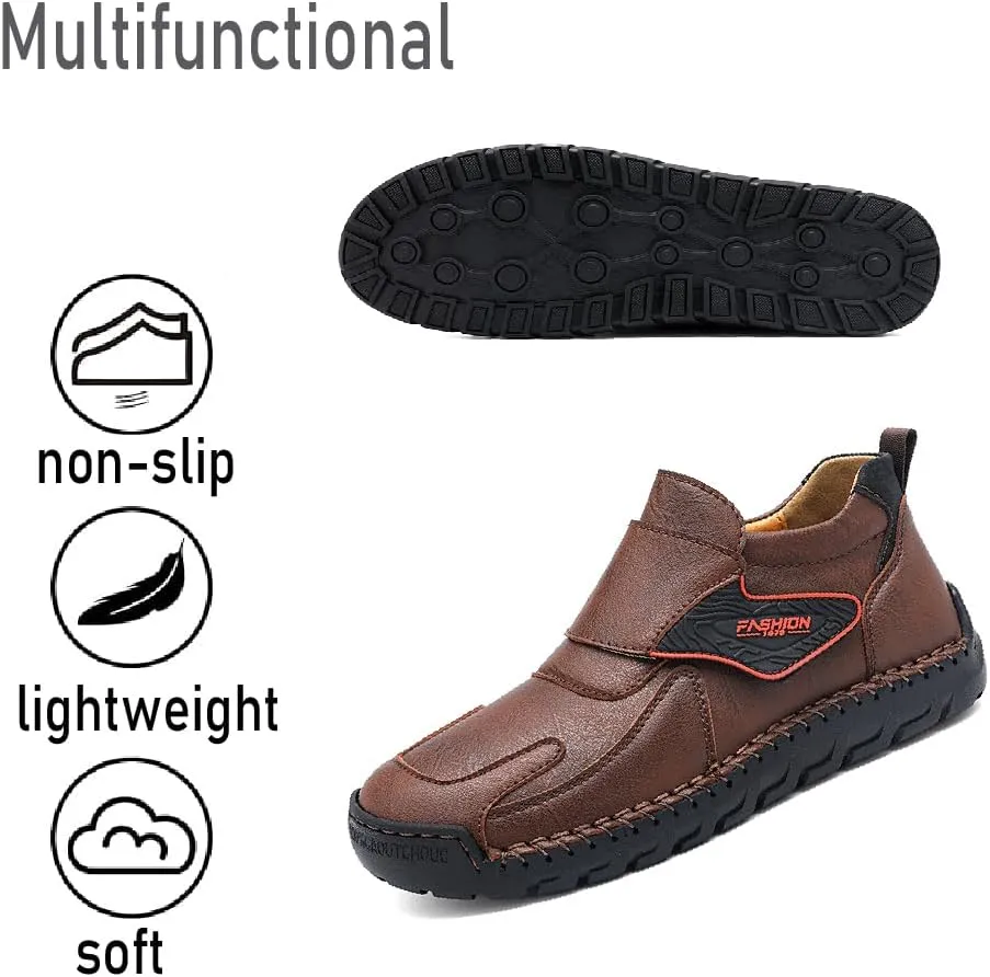 Asifn Mens Fashion Loafers Leather Casual Shoes Lightweight Comfortable Walking Shoes Non-Slip Soft Driving Shoes