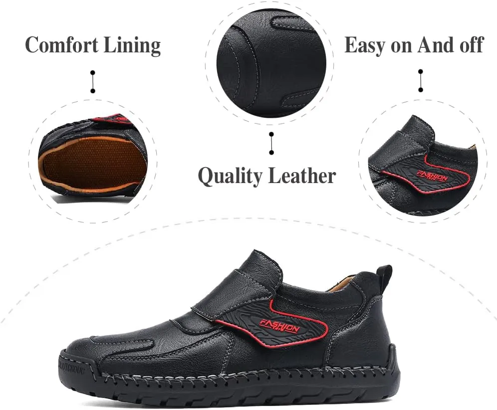 Asifn Mens Fashion Loafers Leather Casual Shoes Lightweight Comfortable Walking Shoes Non-Slip Soft Driving Shoes