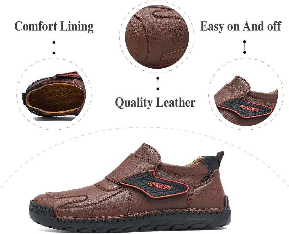 Asifn Mens Fashion Loafers Leather Casual Shoes Lightweight Comfortable Walking Shoes Non-Slip Soft Driving Shoes