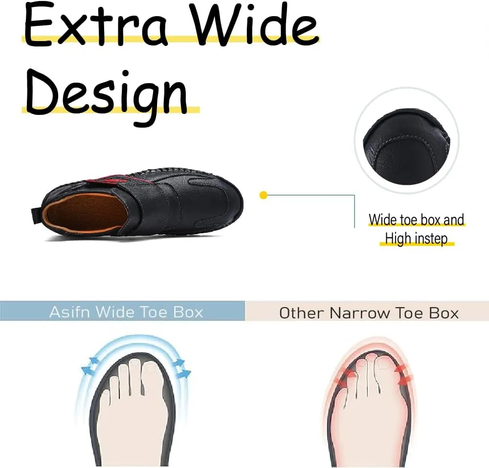 Asifn Mens Fashion Loafers Leather Casual Shoes Lightweight Comfortable Walking Shoes Non-Slip Soft Driving Shoes