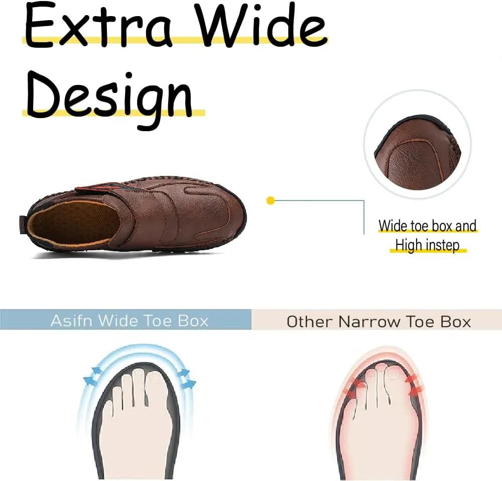 Asifn Mens Fashion Loafers Leather Casual Shoes Lightweight Comfortable Walking Shoes Non-Slip Soft Driving Shoes