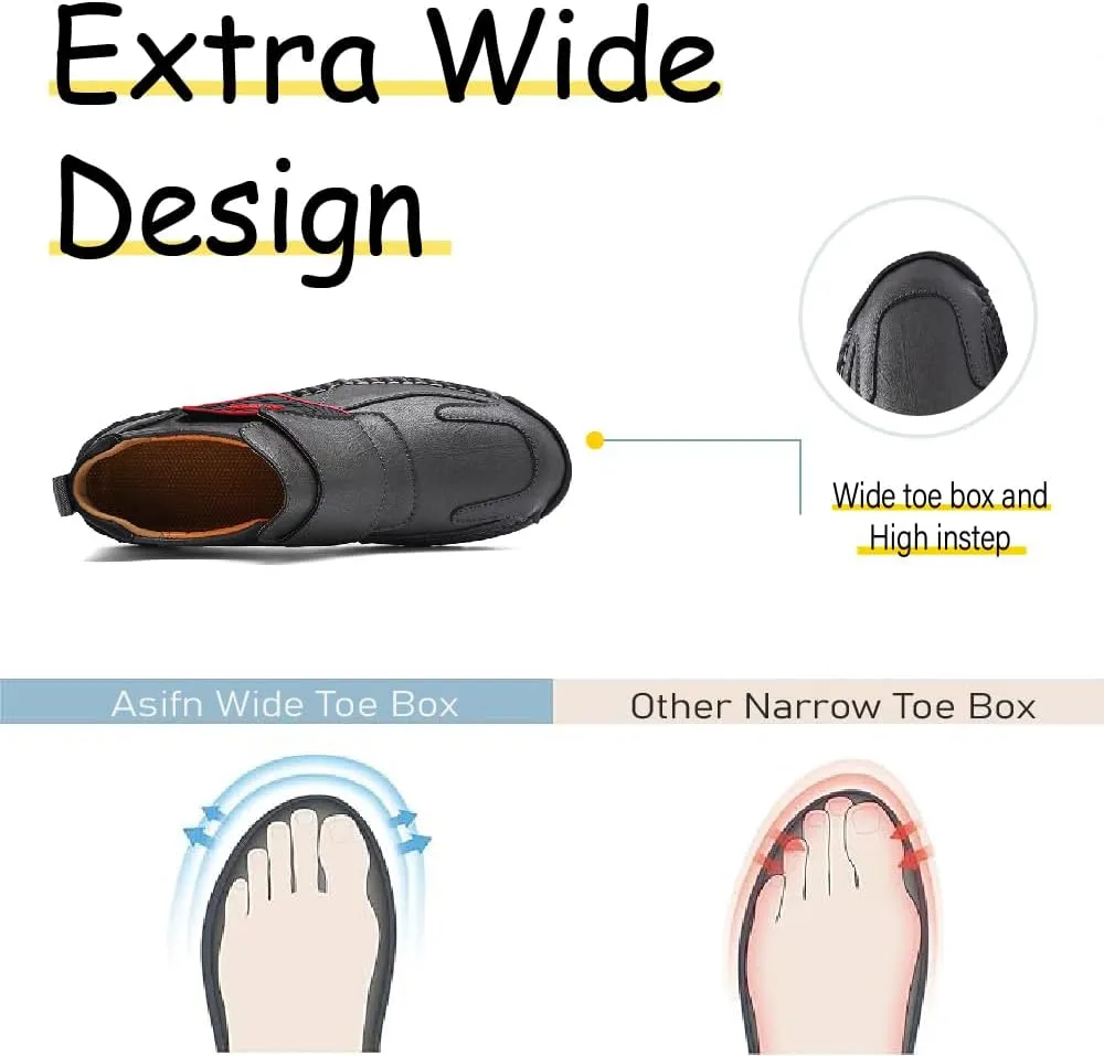 Asifn Mens Fashion Loafers Leather Casual Shoes Lightweight Comfortable Walking Shoes Non-Slip Soft Driving Shoes