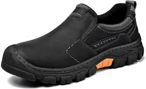 Asifn Mens Leather Non-Slip Loafers Outdoor Hiking Sneakers Lightweight Casual Work Shoes Comfortable Soft Driving Shoes