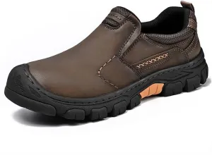 Asifn Mens Leather Non-Slip Loafers Outdoor Hiking Sneakers Lightweight Casual Work Shoes Comfortable Soft Driving Shoes