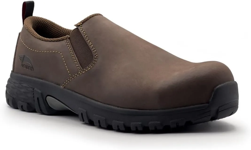 AVENGER FSI Footwear Specialties International Nautilus Women's Flight Slip-On Composite Toe ESD Work Shoe Brown - A7045 Brown Brown 10-M
