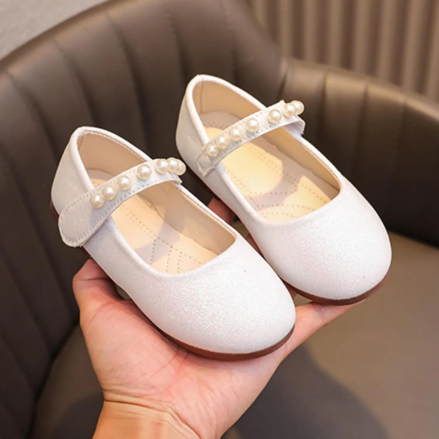 Baby Girl Shoes Non Slip Soft Sole PU Leather Dress Up Shoes Sparkly Princess Mary Jane Shoes Classic Formal Shoes