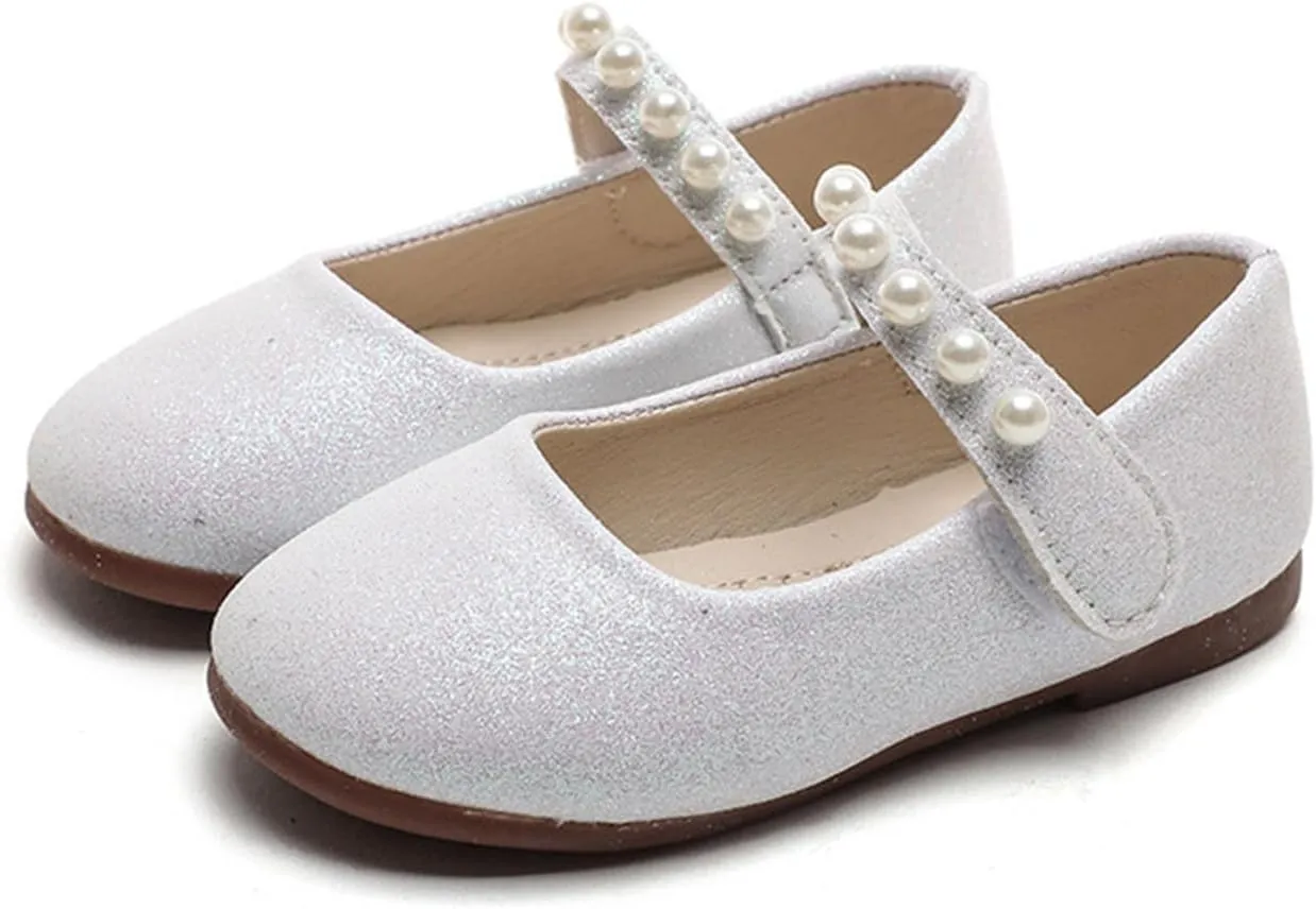 Baby Girl Shoes Non Slip Soft Sole PU Leather Dress Up Shoes Sparkly Princess Mary Jane Shoes Classic Formal Shoes