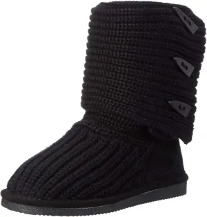 BEARPAW Women's Knit Tall Winter Boot (8 M US, Black/Black)