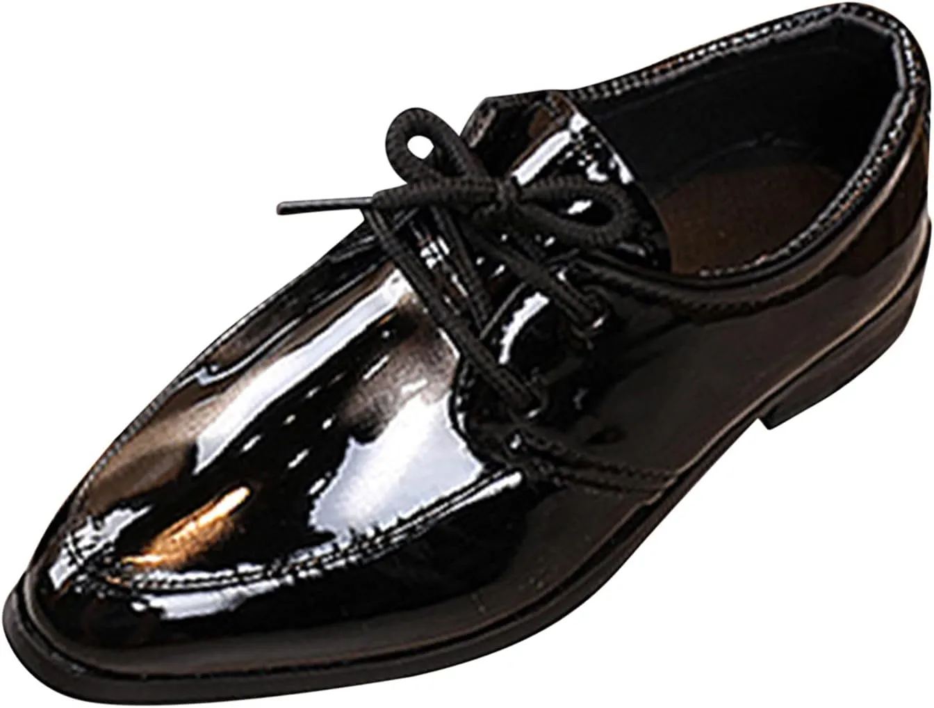 Boy's Classic Dress Shoes Pointed Toe Patent Formal Oxfords Dress Shoes Lace Up Wedding Prom Footwear for Boys