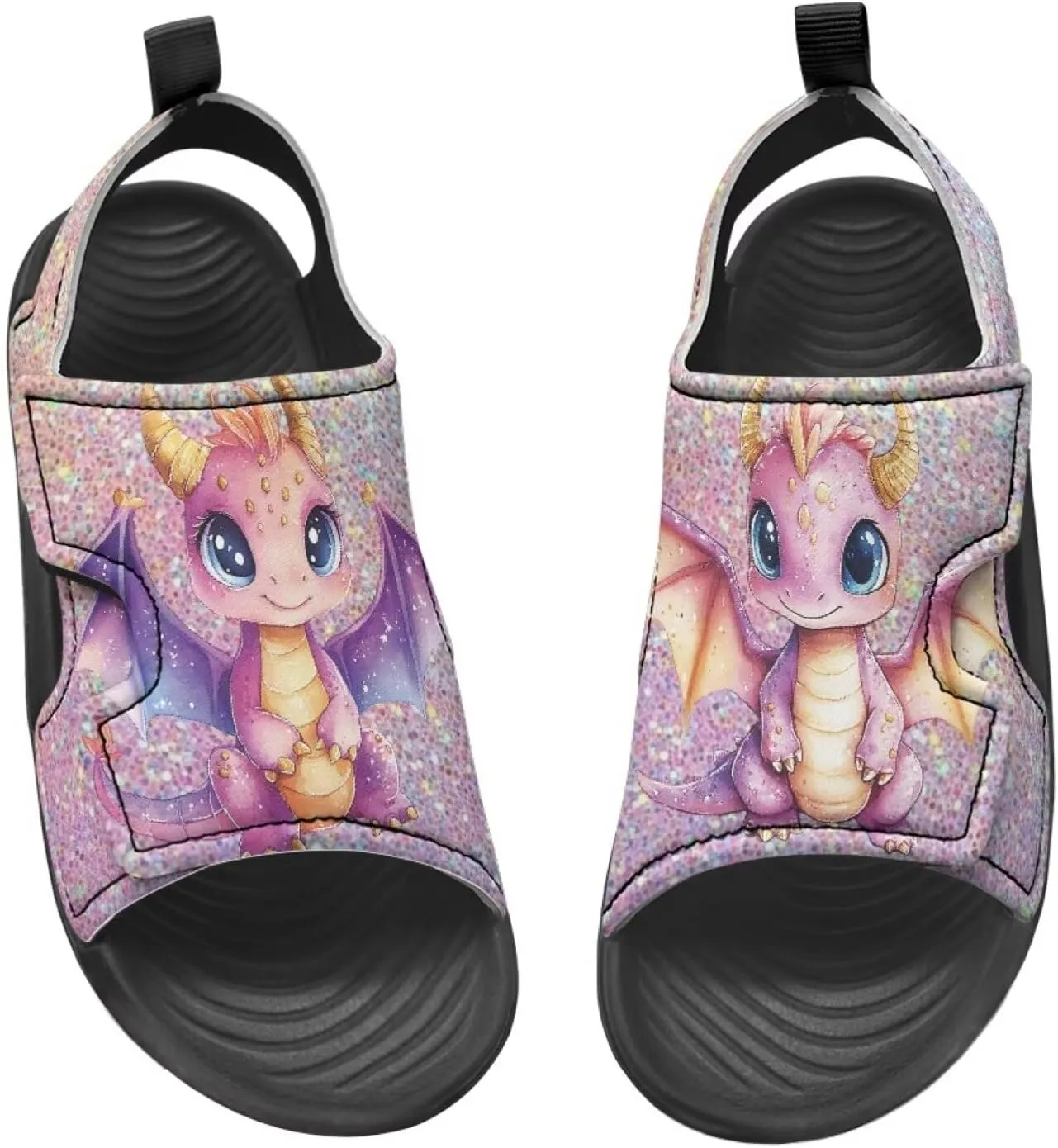 Boys Dinosaur Sandals Kids Open Toe Summer Outdoor Athletic Sandals Adjustable Beach Water Shoes for Toddler Boys