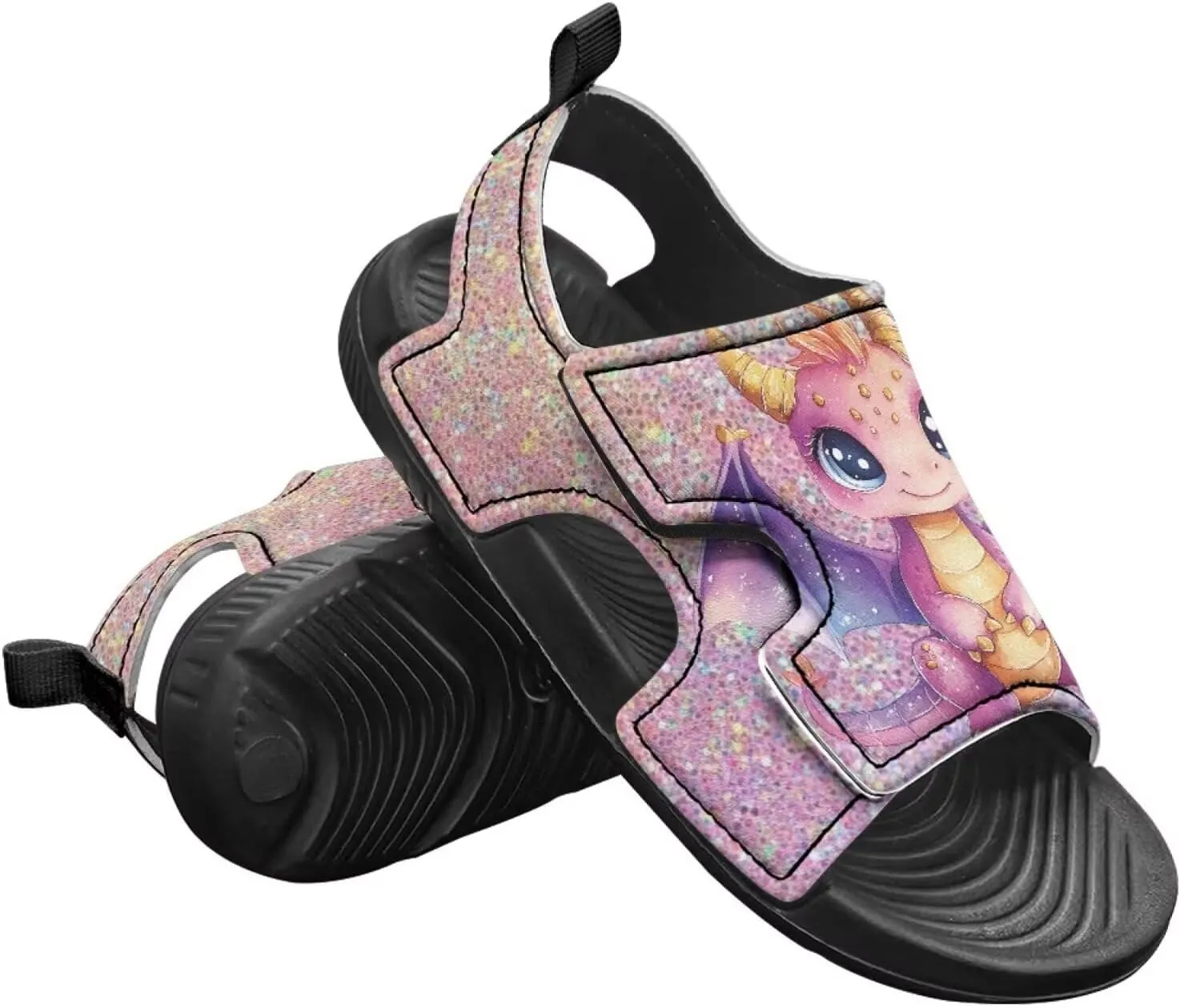 Boys Dinosaur Sandals Kids Open Toe Summer Outdoor Athletic Sandals Adjustable Beach Water Shoes for Toddler Boys
