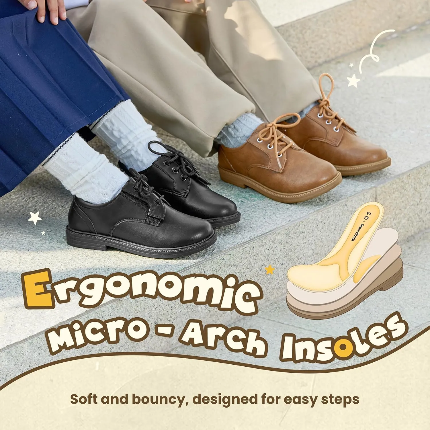 Boys Girls Dress Shoes Toddler Little Big Kid Oxford Shoes PU Leather School Uniform Wedding Loafer Flats White Baby Black Brown Lace-Up Casual Comfort Classic Formal Slip-On Walking Outdoor Party