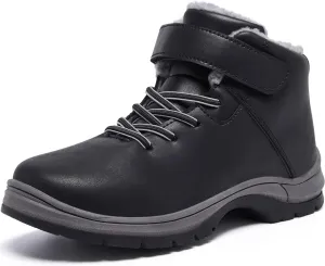 Boys Snow Boots Warm Fur Lined Non Slip Winter Shoes Lightweight Water Resistant Hiking Boot