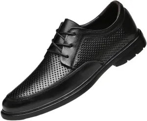 Breathable Fashion Classic Lace Up Leather Low Heels Dress Shoes Hollow Oxford Shoes for Men Vintage Hand Business Formal Shoes