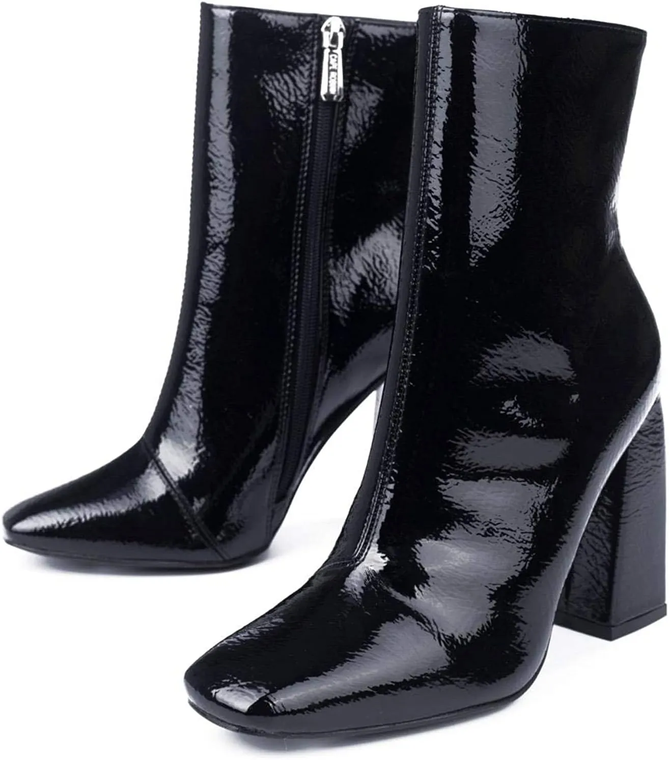 Cape Robbin VICTORY Square Toe Chunky Block High Heel Ankle Booties BLACK (7, BLACK)