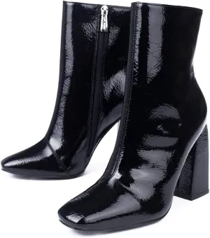 Cape Robbin VICTORY Square Toe Chunky Block High Heel Ankle Booties BLACK (7, BLACK)