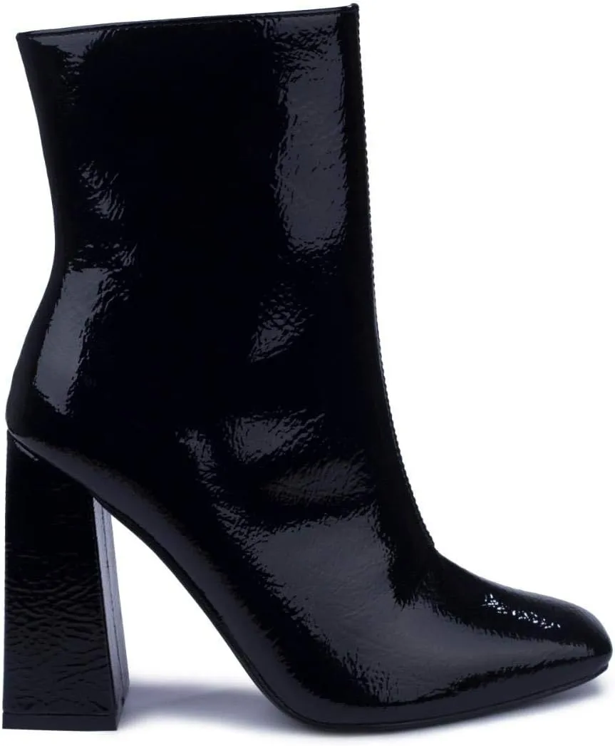 Cape Robbin VICTORY Square Toe Chunky Block High Heel Ankle Booties BLACK (9, BLACK)