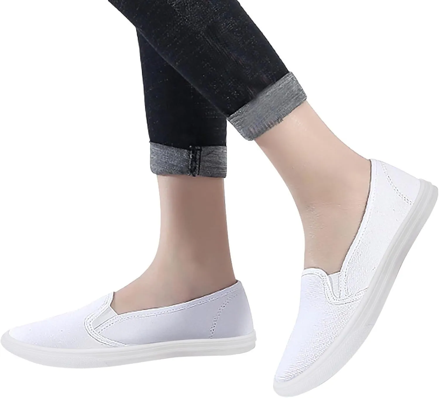 Casual Shoes for Women Wide Width Flat Bottom Loafers for Women Wide Round Toe Flats Comfortable Fashion Walking for Ladies Womens Work Shoes