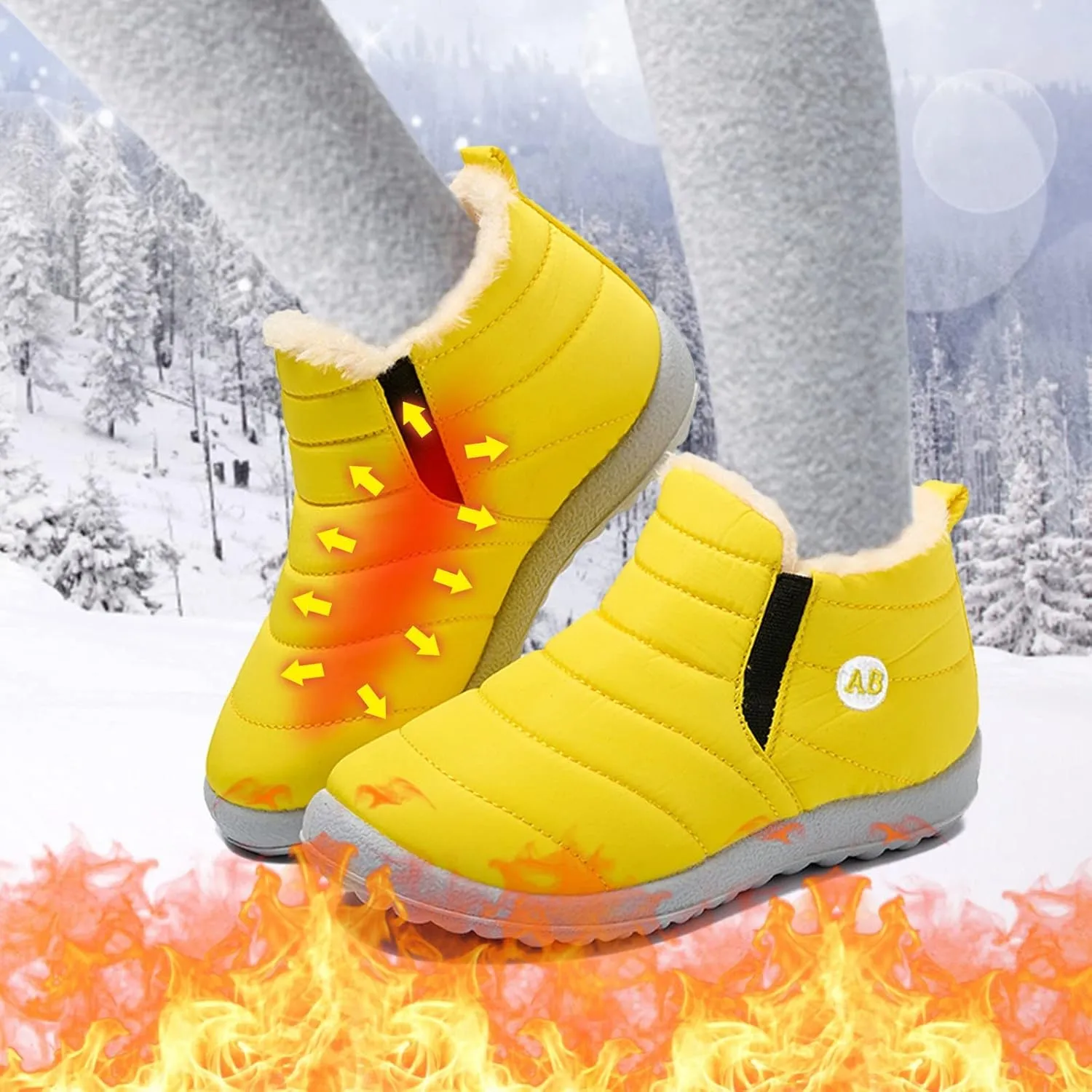 Childrens Snow Booties Toddler Fuzzy Lined Warm Bootssize 4 Big Kids Baby Girls Boys Winter aterproof Flat Shoes