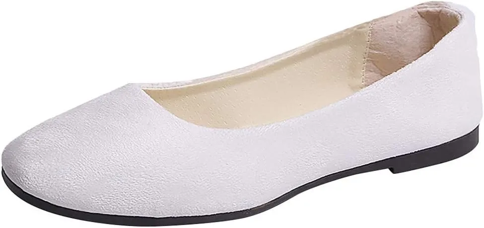 Classic Solid Ballet Flats for Women Comfort Casual Flats Lightweight Slip on Loafers Suede Dress Shoes
