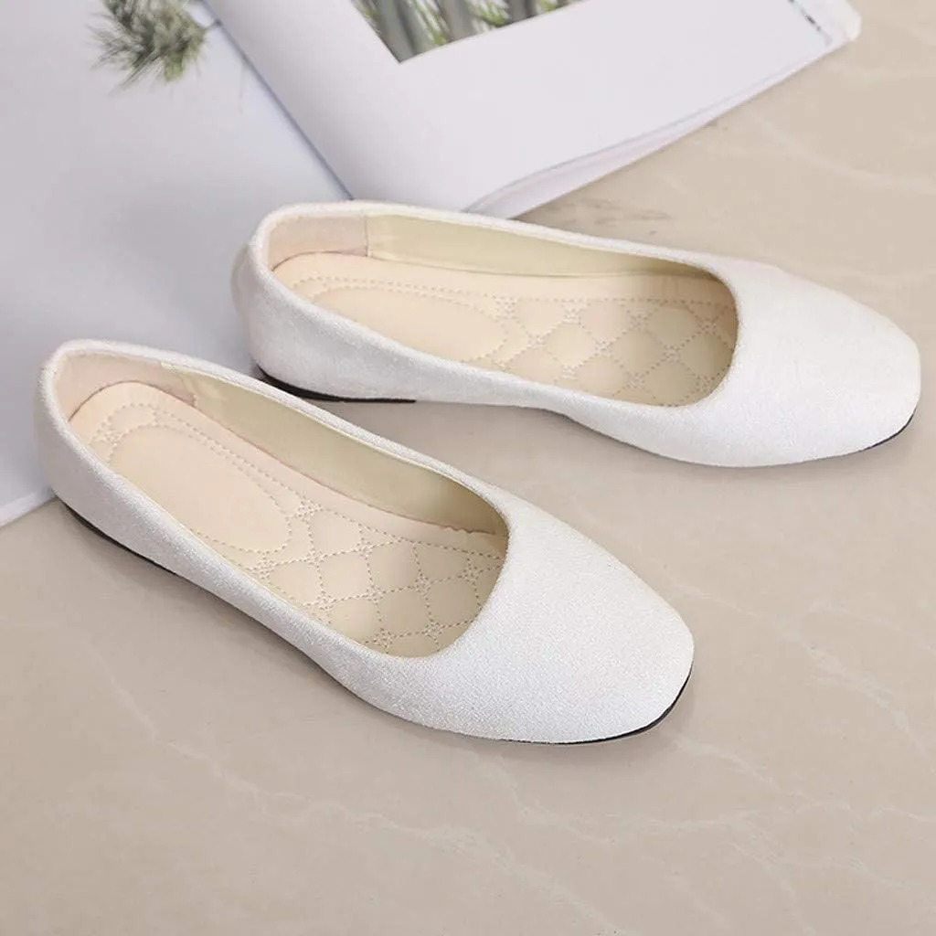Classic Solid Ballet Flats for Women Comfort Casual Flats Lightweight Slip on Loafers Suede Dress Shoes