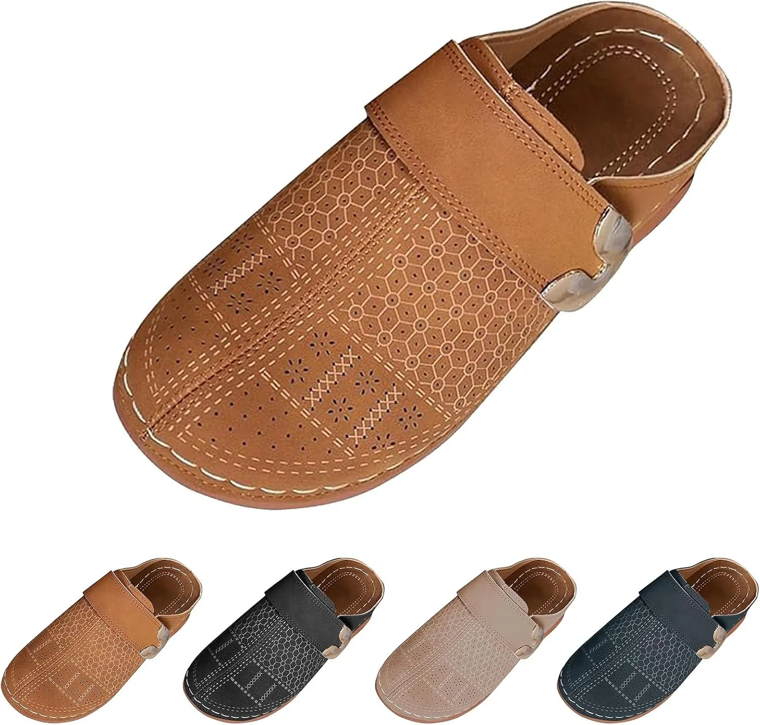 Clogs for Womens Mules Shoes Hollow Closed Toe Sandals Summer Casual Slip on Slippers Boho Outdoor Walking Flats Comfortable Beach Shoes