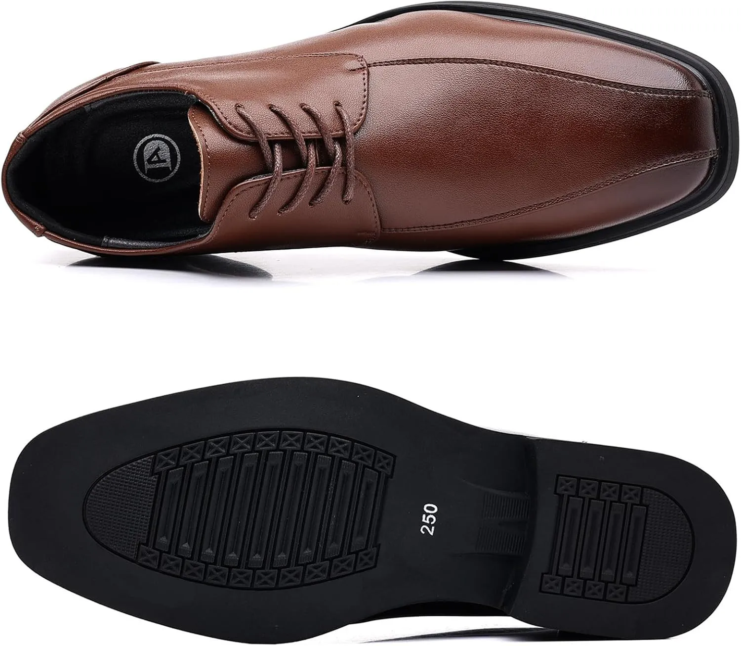 DADAWEN Men's Square Toe Business Dress Shoes Classic Lace Up Formal Oxford Shoes