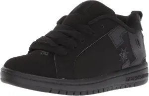 DC Court Graffik Low Top Skate Shoe Sneaker, Black/Black, 7 US Unisex Big Kid
