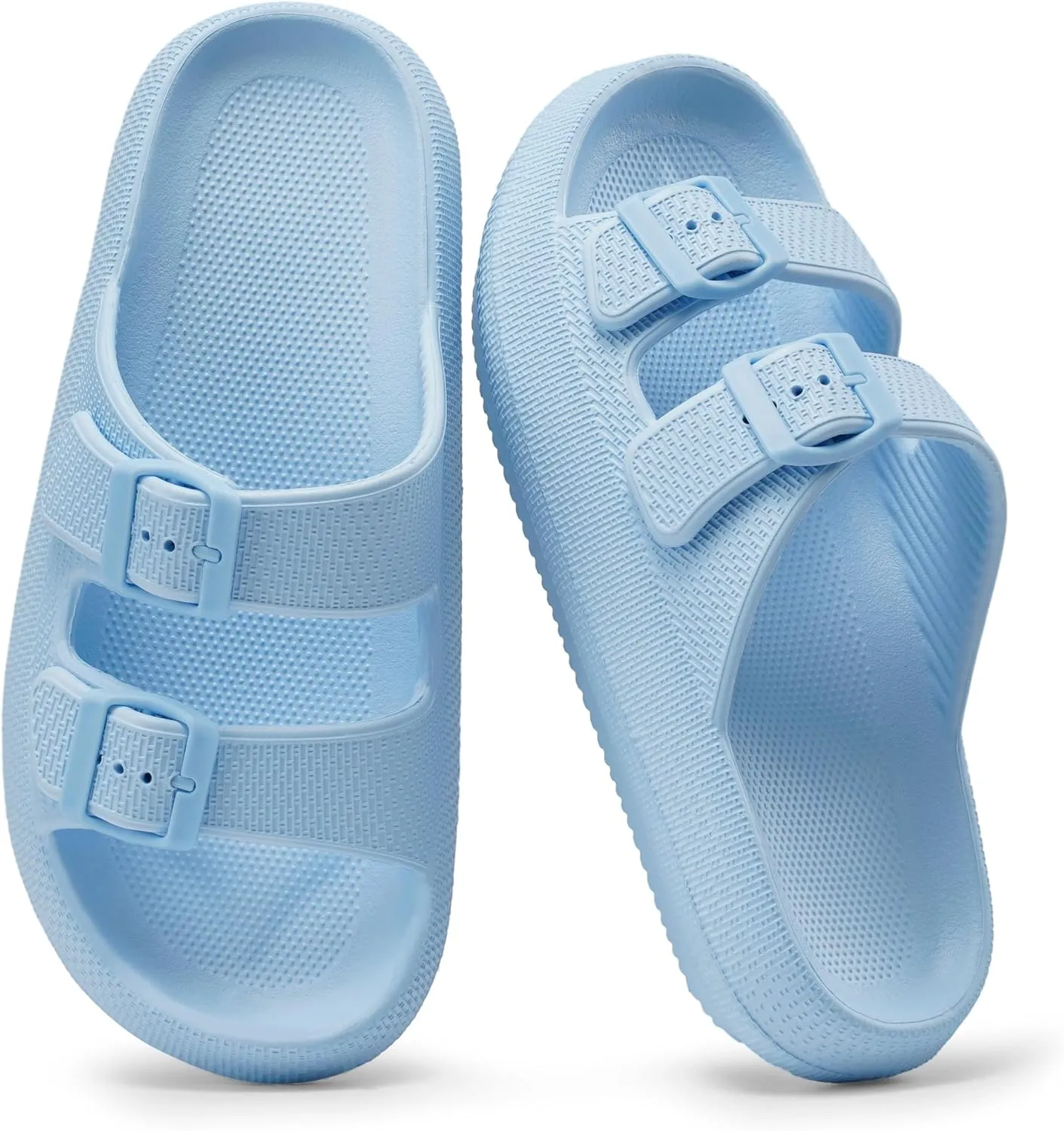 Dodow Womens Slide Sandals Adjustable Soft Cloud Comfort Slip On Flat Sandals