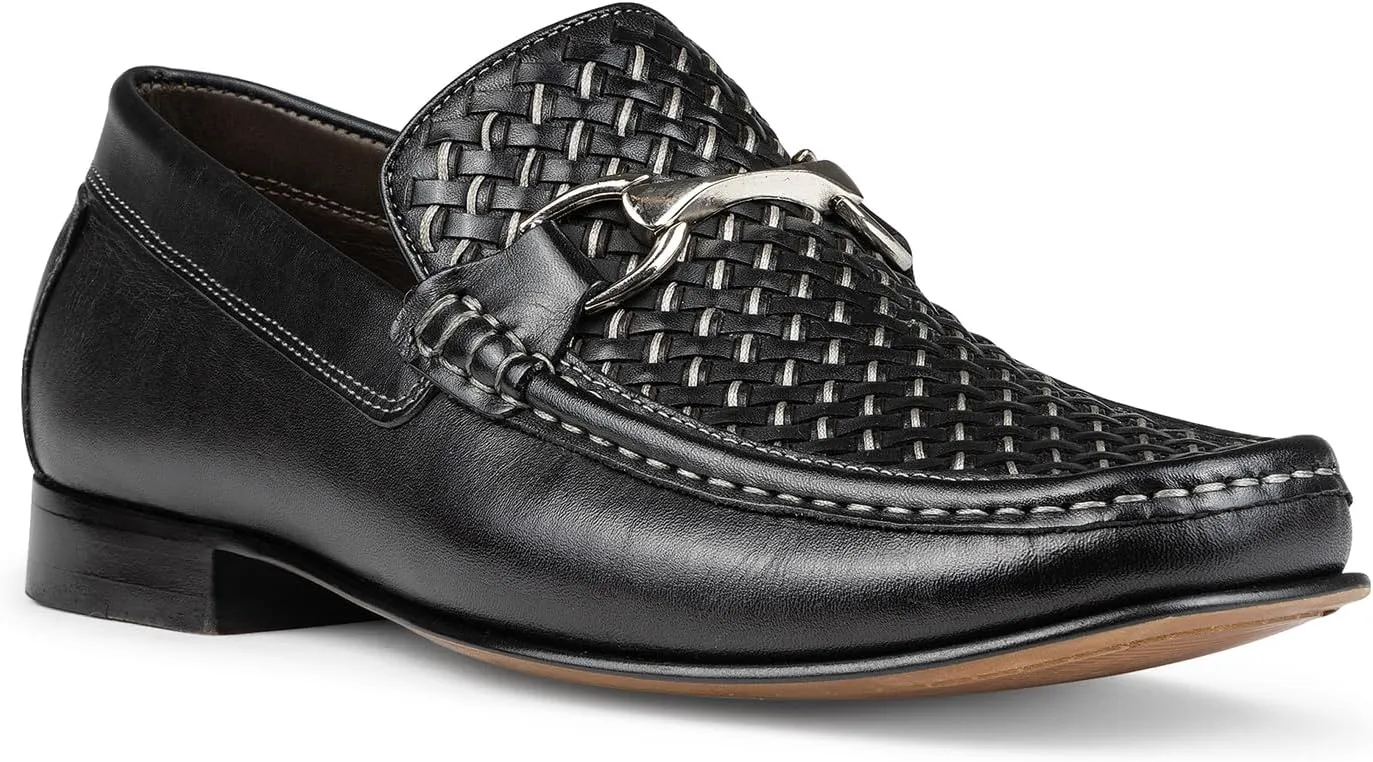 Donald Pliner Dannie Slip-On Leather Loafer - Stacked Heel  Classic Dress Loafers for Men, Memory Foam Insole, Mens Driving Shoes, Leather Shoes for Men