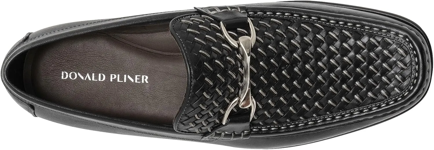 Donald Pliner Dannie Slip-On Leather Loafer - Stacked Heel  Classic Dress Loafers for Men, Memory Foam Insole, Mens Driving Shoes, Leather Shoes for Men