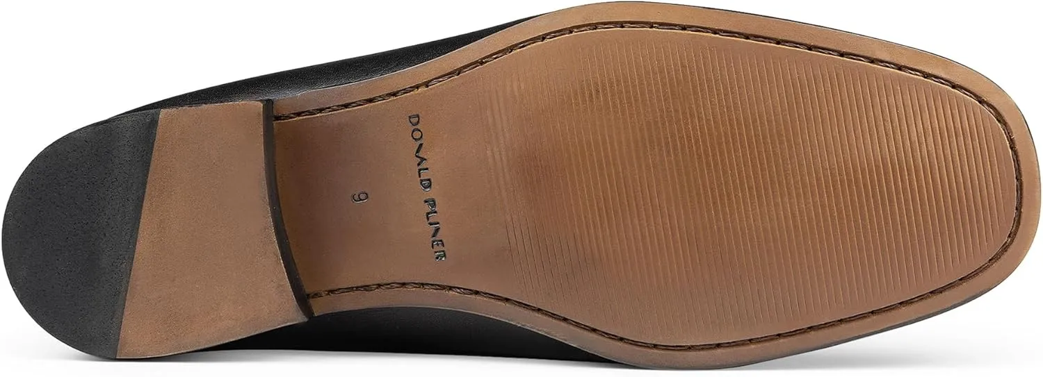 Donald Pliner Dannie Slip-On Leather Loafer - Stacked Heel  Classic Dress Loafers for Men, Memory Foam Insole, Mens Driving Shoes, Leather Shoes for Men