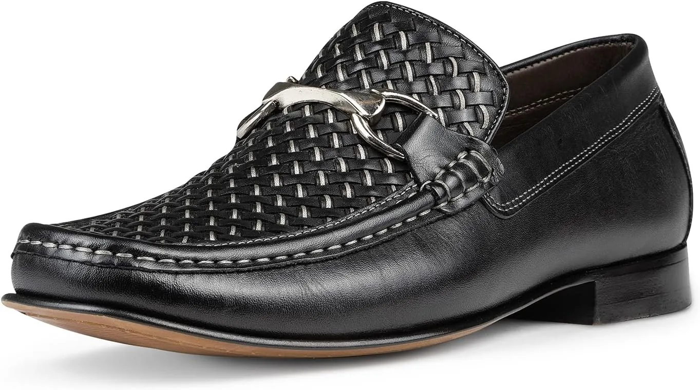 Donald Pliner Dannie Slip-On Leather Loafer - Stacked Heel  Classic Dress Loafers for Men, Memory Foam Insole, Mens Driving Shoes, Leather Shoes for Men