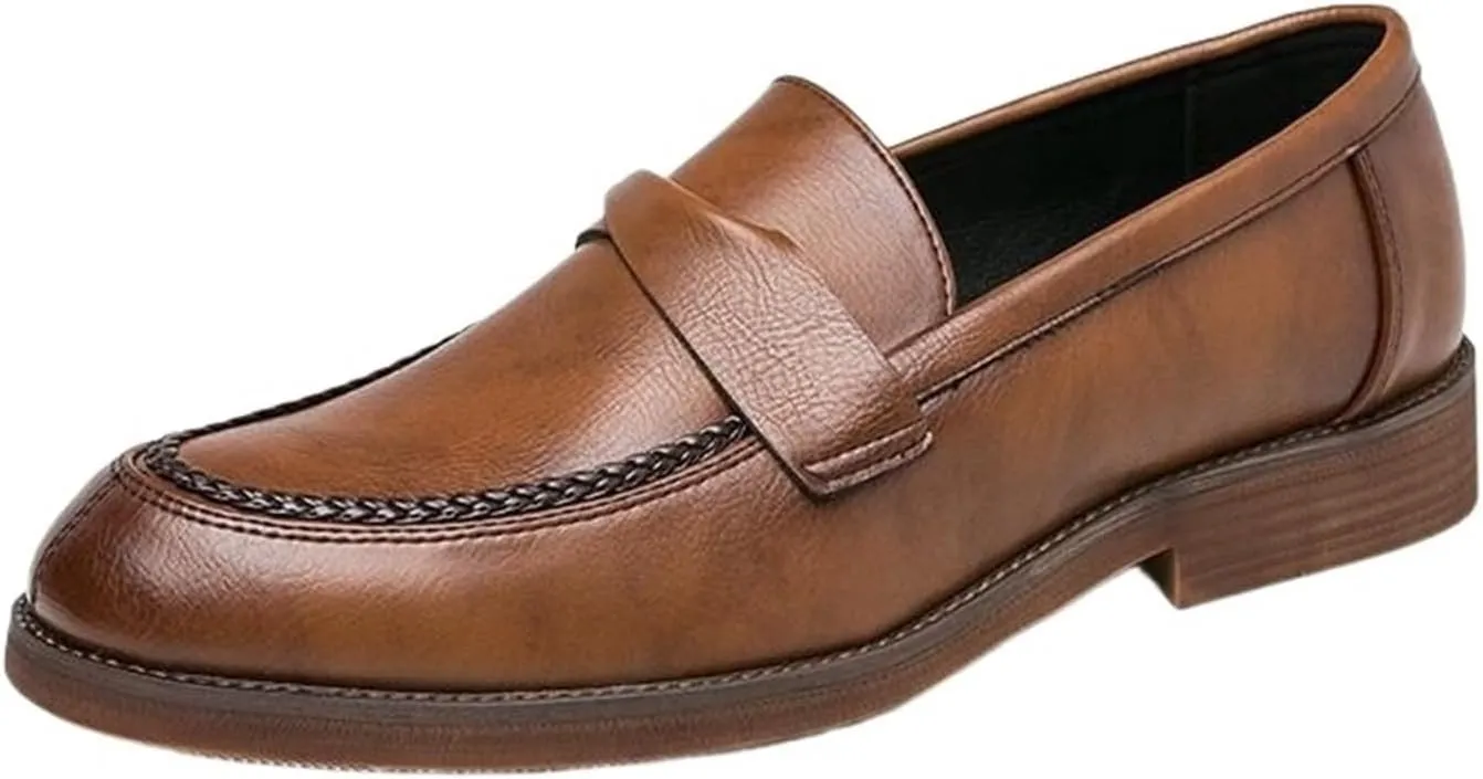 Dress Shoes for Men Men's Slip-On Leather Loafers for Formal Business Office Wear - Large Size Dress Shoes