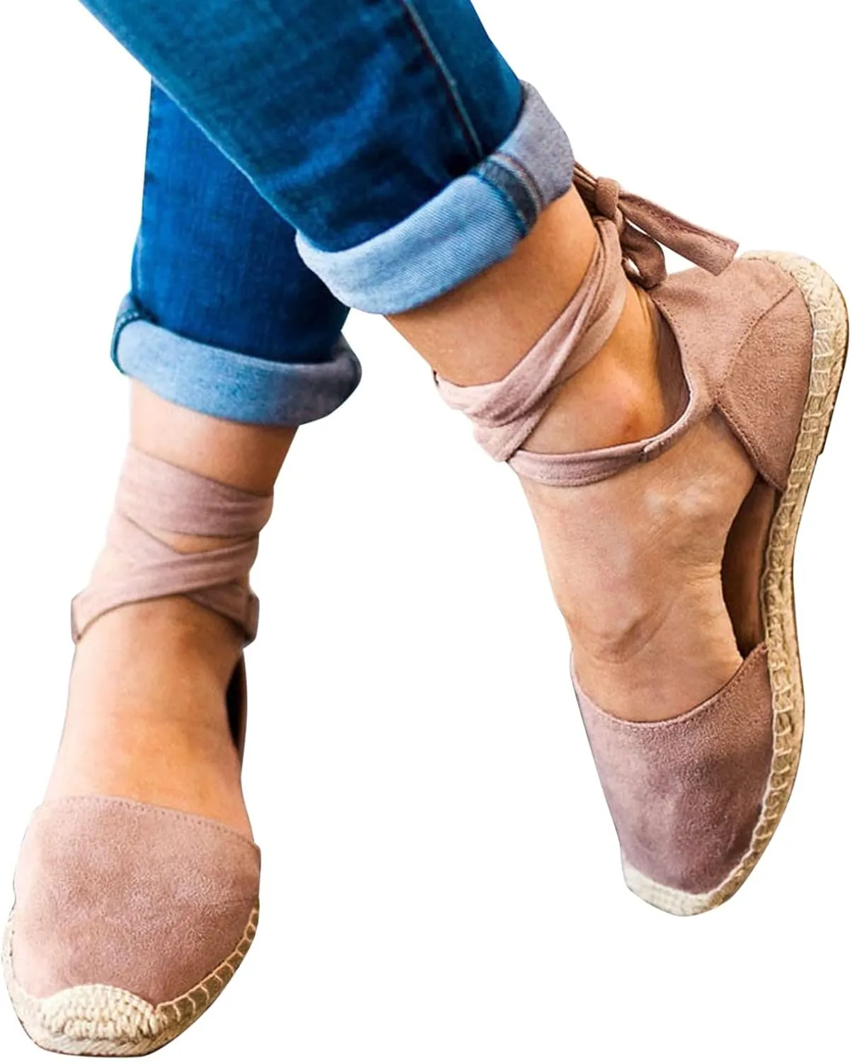 Dressy Sandals for Women Flat Vintage Espadrille Solid Straw Falt Cover Heel Linen Closed toe Covered toe